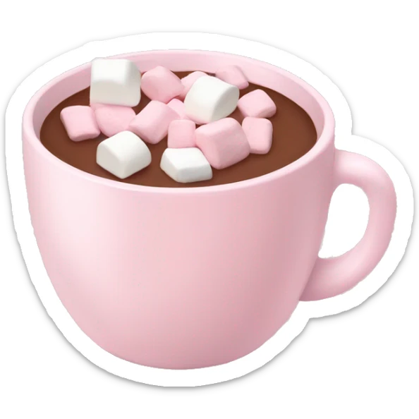 Light Pink mug of hot chocolate with marshmallows  sticker