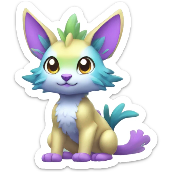 Cute cool shiny colorful animal hybrid Fakemon full body sticker