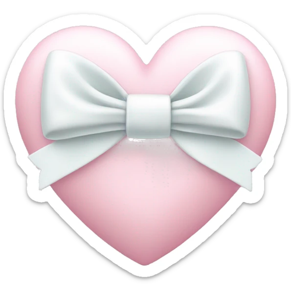 Pastel pink heart with white bow sticker