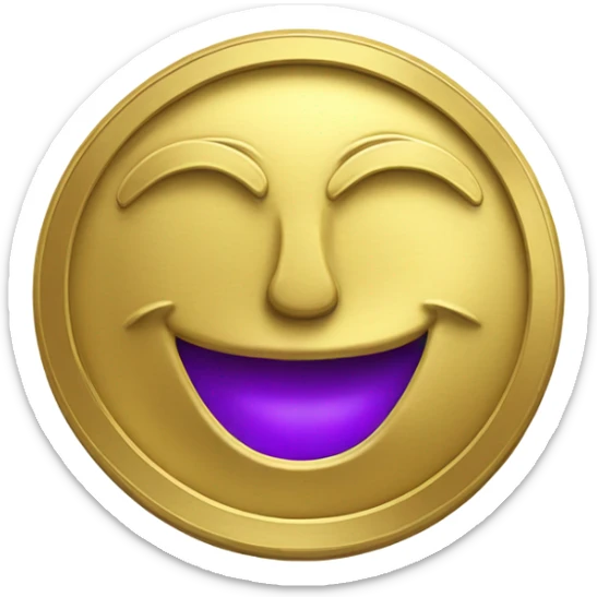 gold coin stamped with gold eggplant emoji. Make it gold coin colors only sticker