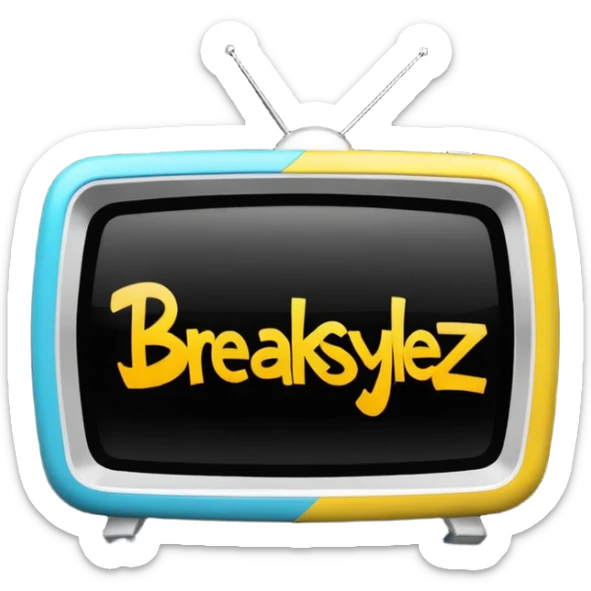 un gif texte qui défile  "BREAKSTYLEZ TV"  change de couleur sur fond noir sticker