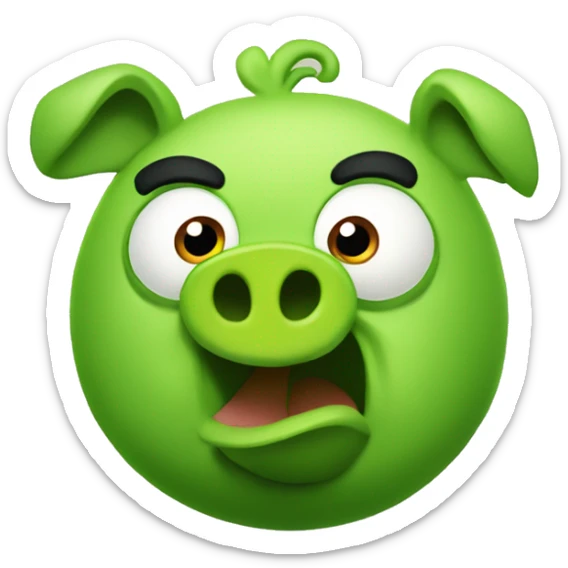 The green pig from Angry Birds, make it less bright and cartooney. I want a darker shade of green and minimilastic with only the face sticker
