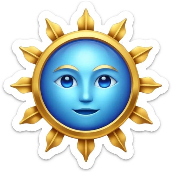 Verified badge with the body of a Sun ☀️ make the color blue and make sure they is no cartoon in it sticker