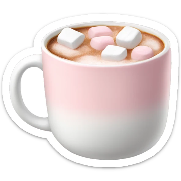 Light Pink mug of hot chocolate with marshmallows  sticker