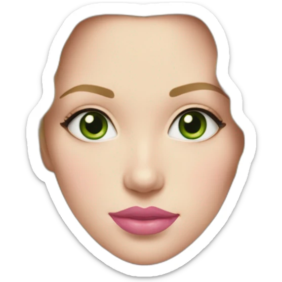 white woman with wavy blond hair and  long eyelashes and green eyes wearing pink lipstick and pastel pink hoodie  sticker