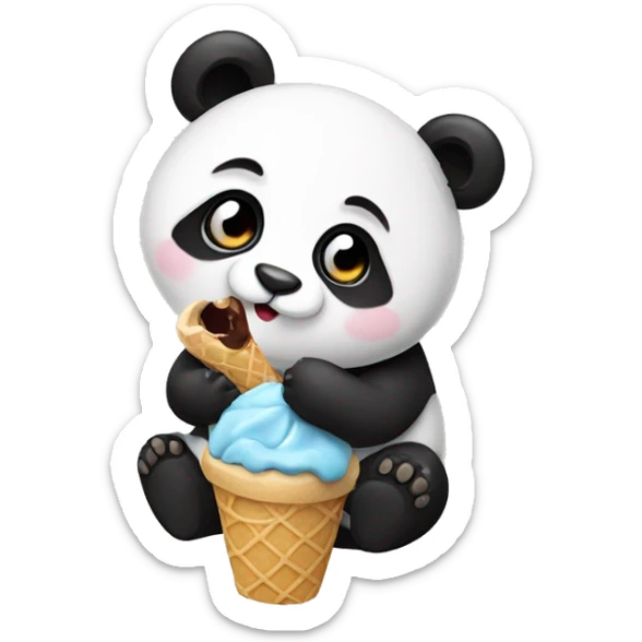 Panda eating ice cream sticker