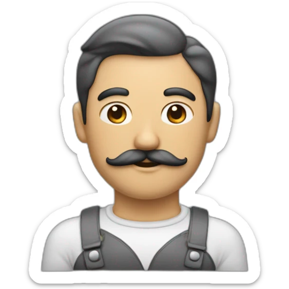 homme avec moustache carré et cheveux noirs avec une raie sticker