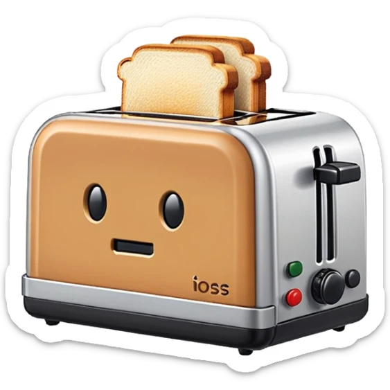 A simple 8-bit pixel art emoji of a toaster with a blocky, retro style, limited colors, and visible square pixels. sticker