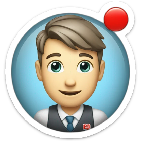 Employee of the real estate agency "Floors" with a red badge sticker