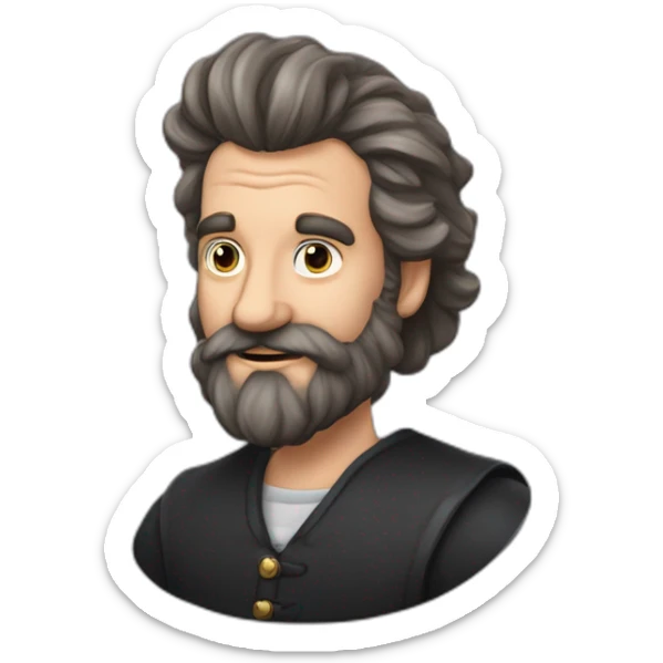 Grand vieux chauve barbu se fait frapper par jeune barbu aux cheveux longs attachés sticker