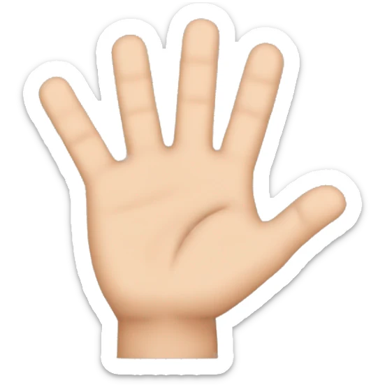 una mano con el dedo incide, medio y meñique extendidos y el dedo anular y pulgar flexionados sticker