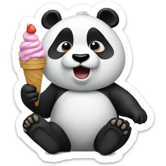 Panda eating ice cream sticker