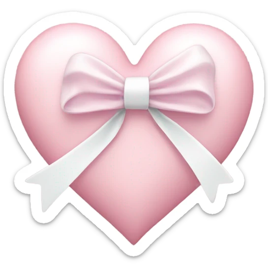 Pastel pink heart with white bow sticker