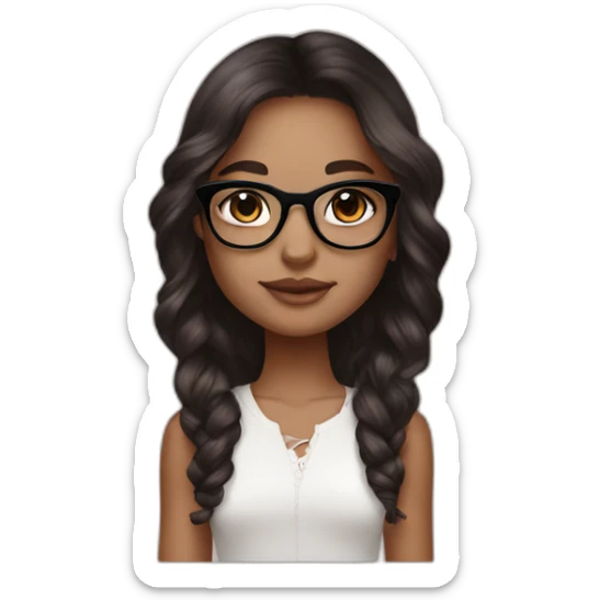 young white girl with rose gold glasses and black to brown ombre hair sticker