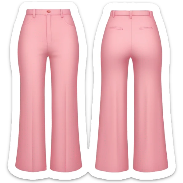 Realistic isolated pair of high waist long wide leg dressy casual pants in pink sticker