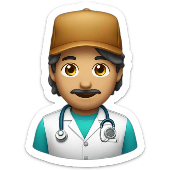 Médico con gorra y cabello oscuro piel trigueña y un lunar en la barbilla  sticker