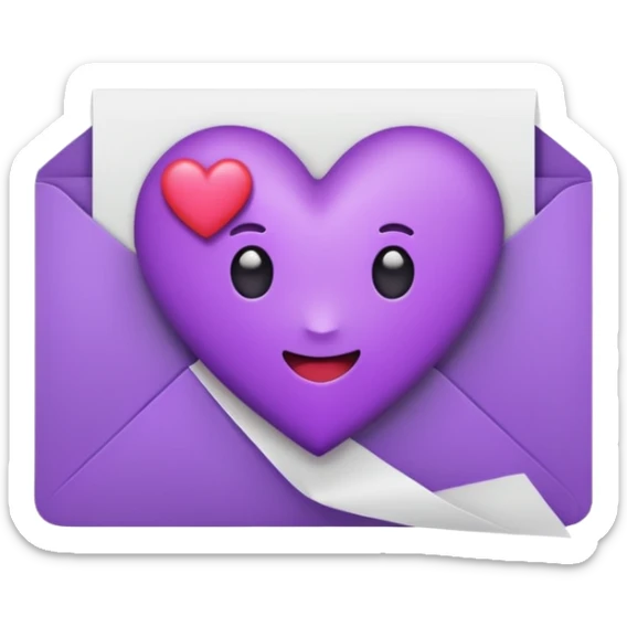 IOS's love letter emoji but with a purple heart instead of a red heart sticker