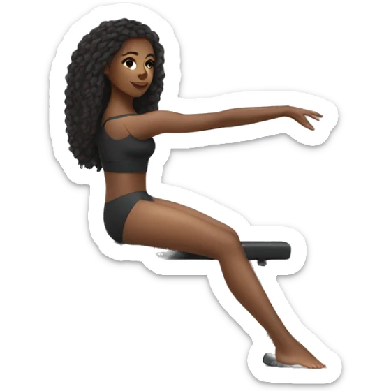 Beautiful black woman doing barre pilates with long kinky haïr sticker