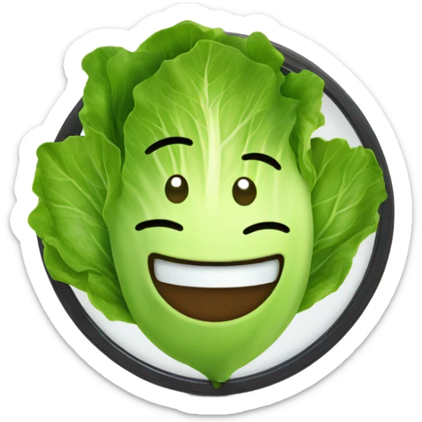 lettuce with a happy face holds a mirror in his hand and looks at it sticker