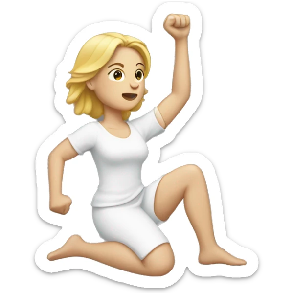 White woman kneeling with fist up in the air  sticker