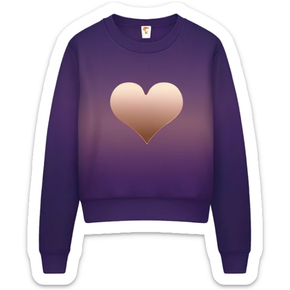 Realistic Isolated pair of dark purple ombre sweat Shirt with rose gold foil heart logo and matching jogger pants. sticker