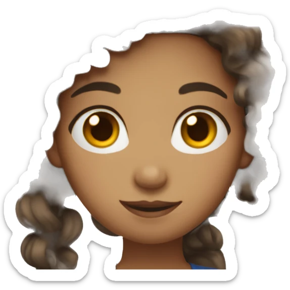 fair skin girl emoji with long dark curly hair sticker