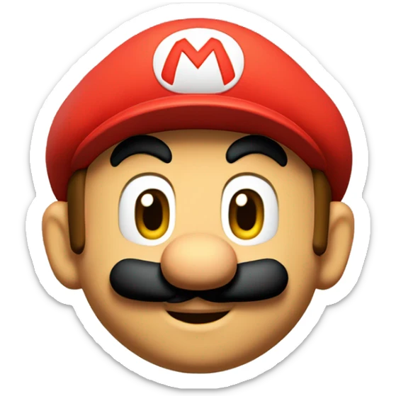 The 3D color emoji depicts Mario's face, seen from the front, with details and textures. Based on the movie Super Mario. Make a face-only version. sticker
