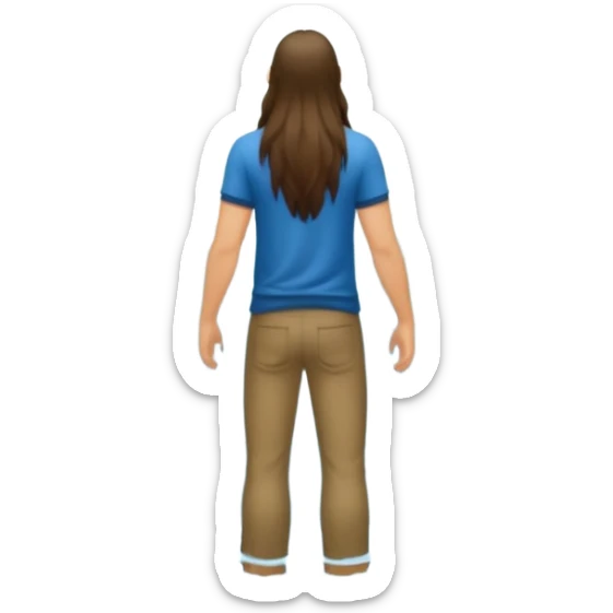 full body man long hair from behind waist deep in forest lake, water running down back sticker