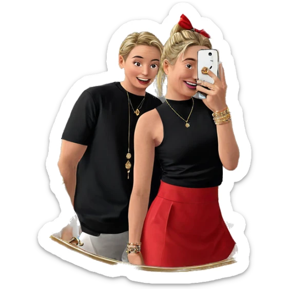 mirror selfie with jewelry sticker