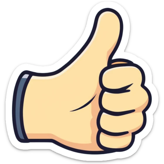 Produce a neon style emoji of a thumbs-up hand gesture. sticker