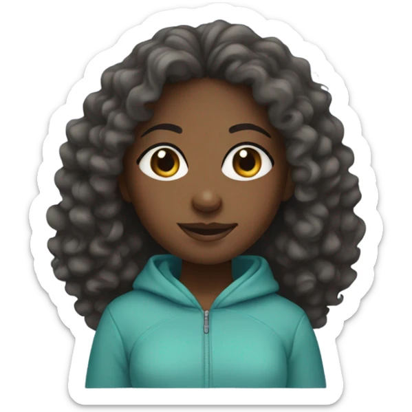 Black girl with curly hair and wearing a hoodie  sticker