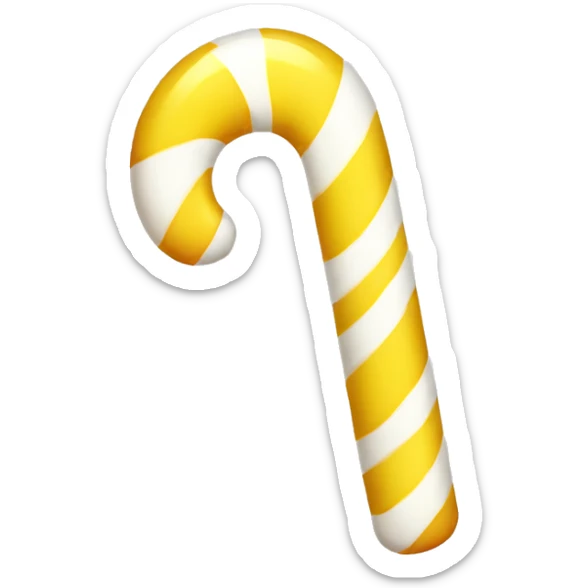 Yellow and white Candy cane  sticker