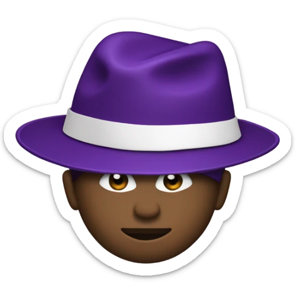 Black man wearing a hat, make the hate black, the brim of the hat purple, and a white letter P on the hat with the P being outlined in purple  sticker