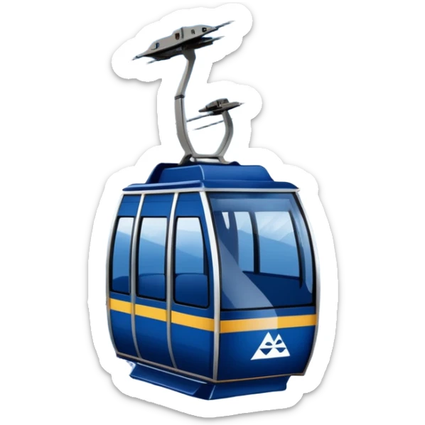 create a cablecar emoji in winter with the logo of Bergbahnen Adelboden Lenk. make it navy dark blue. and add the words: Lenk  sticker