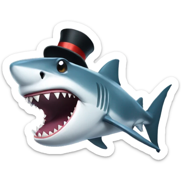 Shark with a top hat sticker