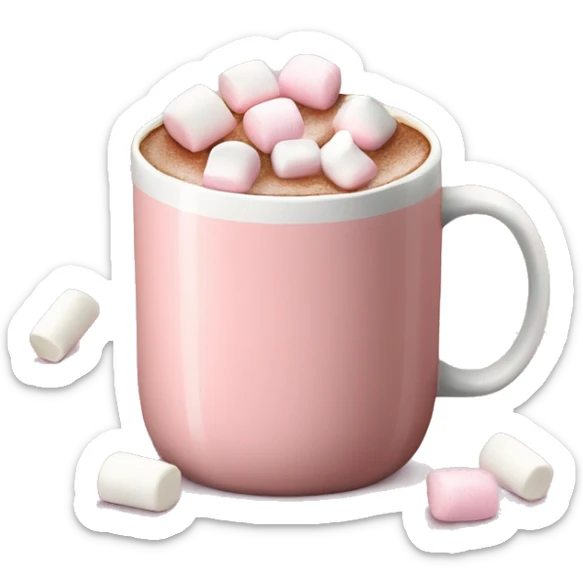 Light Pink mug of hot chocolate with marshmallows  sticker