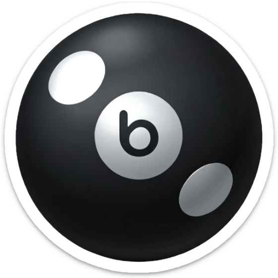 Black Ball with MB written on in the middle of it. Nothing else no holes or anything. sticker