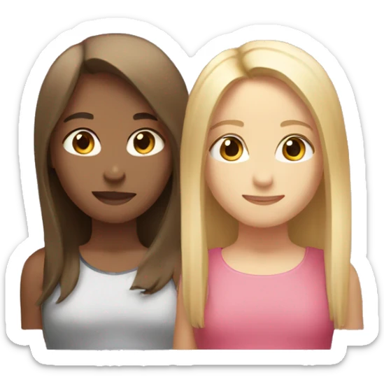 Long blond straight haired smaller girl and a shorter brown haired taller girl sticker
