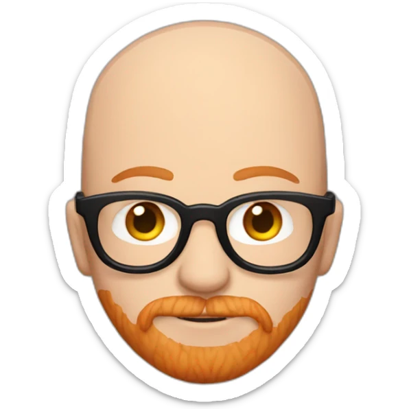 White man a shaven head with dark rimmed glasses, a ginger beard and septum piercing sticker