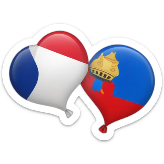 coeur rouge avec le drapeau de l'Allemagne et avec le drapeau de la France sticker