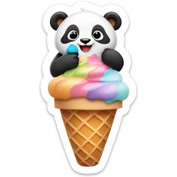 Panda eating ice cream sticker