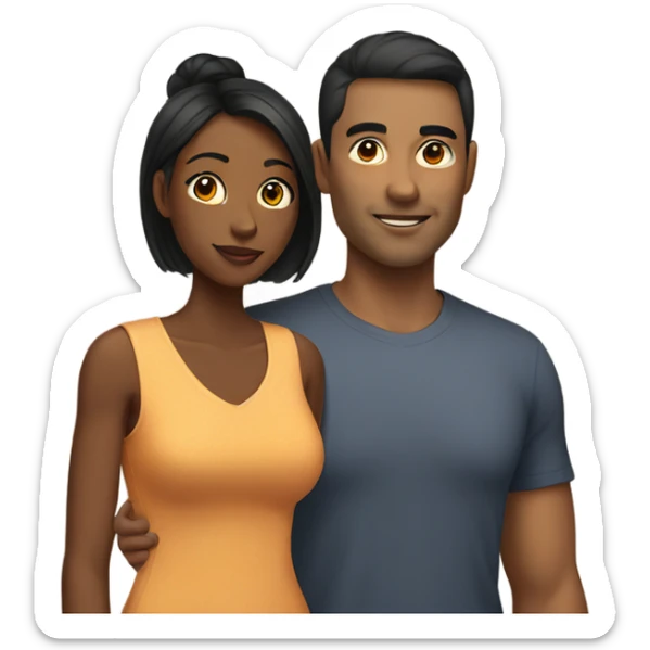 Black woman and slightly tanned asian man couple sticker
