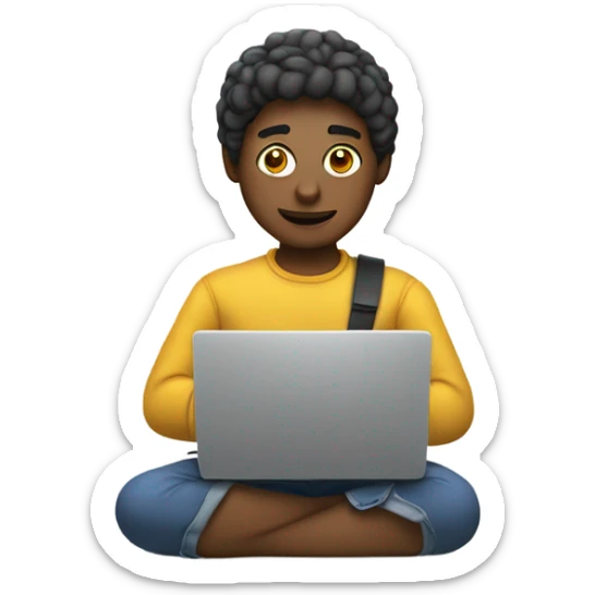 crea un emojii de una persona con una laptop sticker