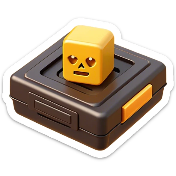 Clash of Clans aesthetic: Cinematic Playful Classic Game Cartridge Portrait Emoji, rendered in a 3D vector-style similar to standard emojis with minimal shading and bold, simplified shapes. A compact, distinct form with signature details, softly glowing with a nostalgic gaming charm. Simplified yet unmistakably iconic, highly detailed and consistent, glowing with a soft radiance and high shine. Stylized with a touch of retro gaming magic and a soft glowing outline, capturing the essence of a beloved gaming relic with a friendly, playful manner! sticker