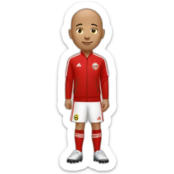 Boy going bald but with still some hair in red Adidas soccer tracksuit sticker