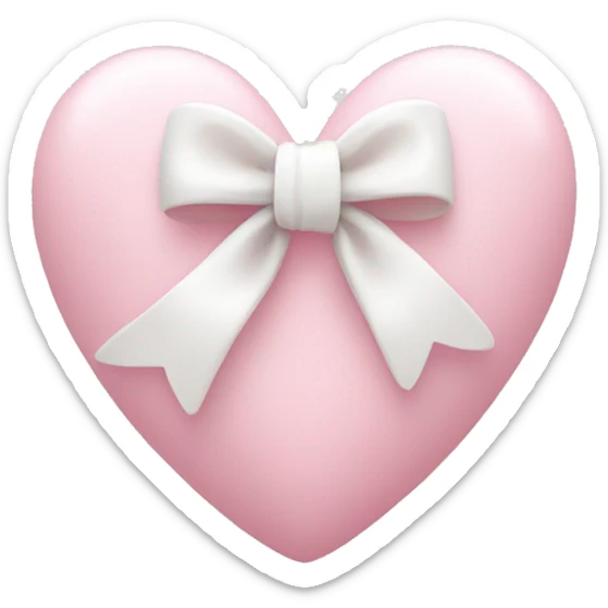 Pastel pink heart with white bow sticker