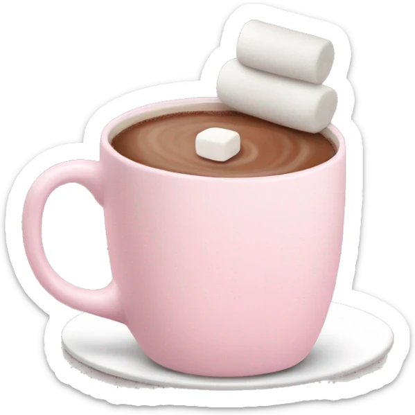Light Pink mug of hot chocolate with marshmallows  sticker