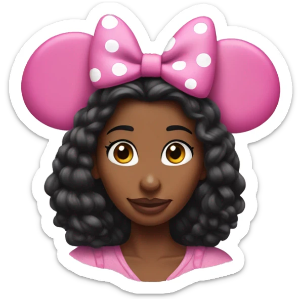 pink Minnie mouse ears very long hair black woman sticker
