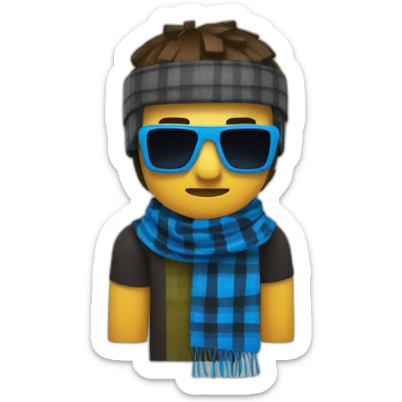 Lololoshka is a minecraft er with blue sunglasses and Blue & Black Plaid Bandana Scarf sticker
