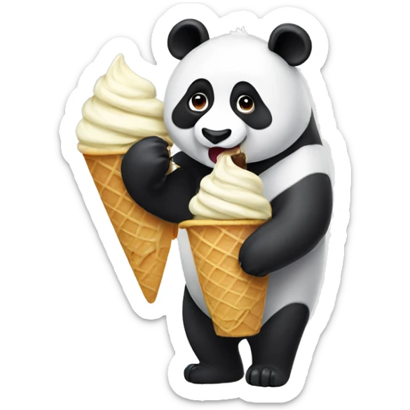 Panda eating ice cream sticker